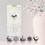 White Ceramic Plug in Wax Warmer with 5 Interchangeable Metal Seasonal/Decor Magnets.