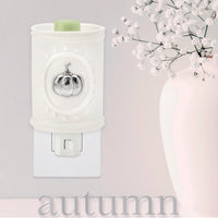 White Ceramic Plug in Wax Warmer with 5 Interchangeable Metal Seasonal/Decor Magnets.